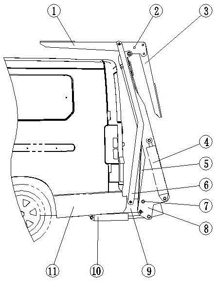 External foldable lifting mechanism for vehicle maintenance service vehicle