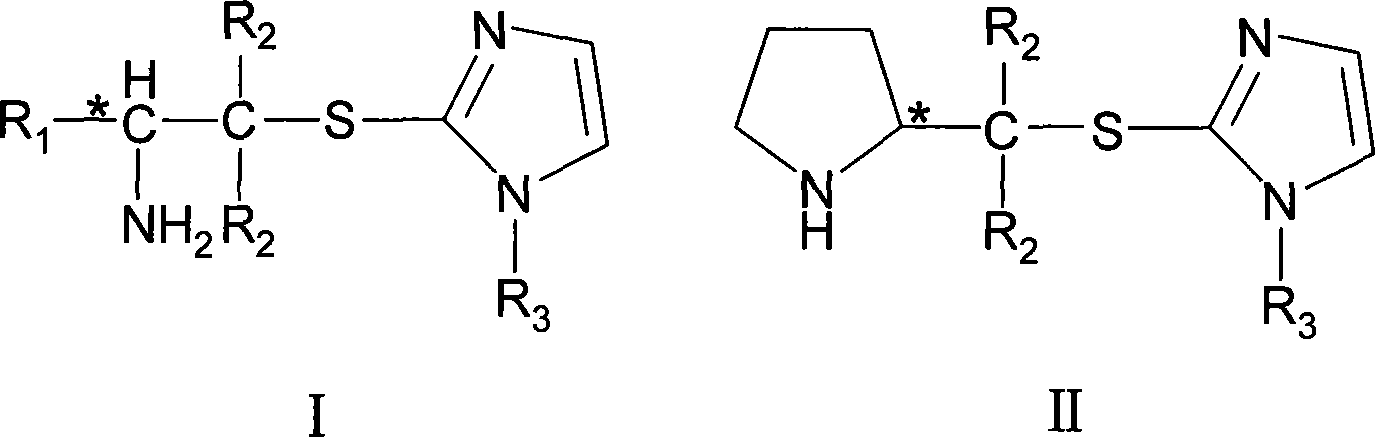 Chirality amine protonic acid salt containing imidazole sulfur ether structure and preparation method and usage thereof