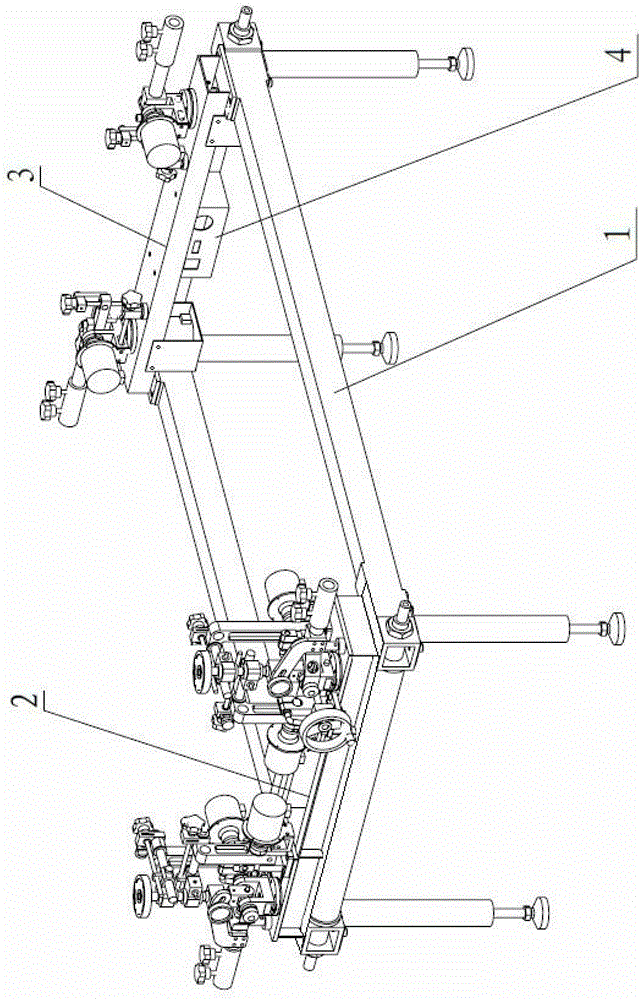 Split-mounted and disassembled vehicle four-wheel aligner verification device