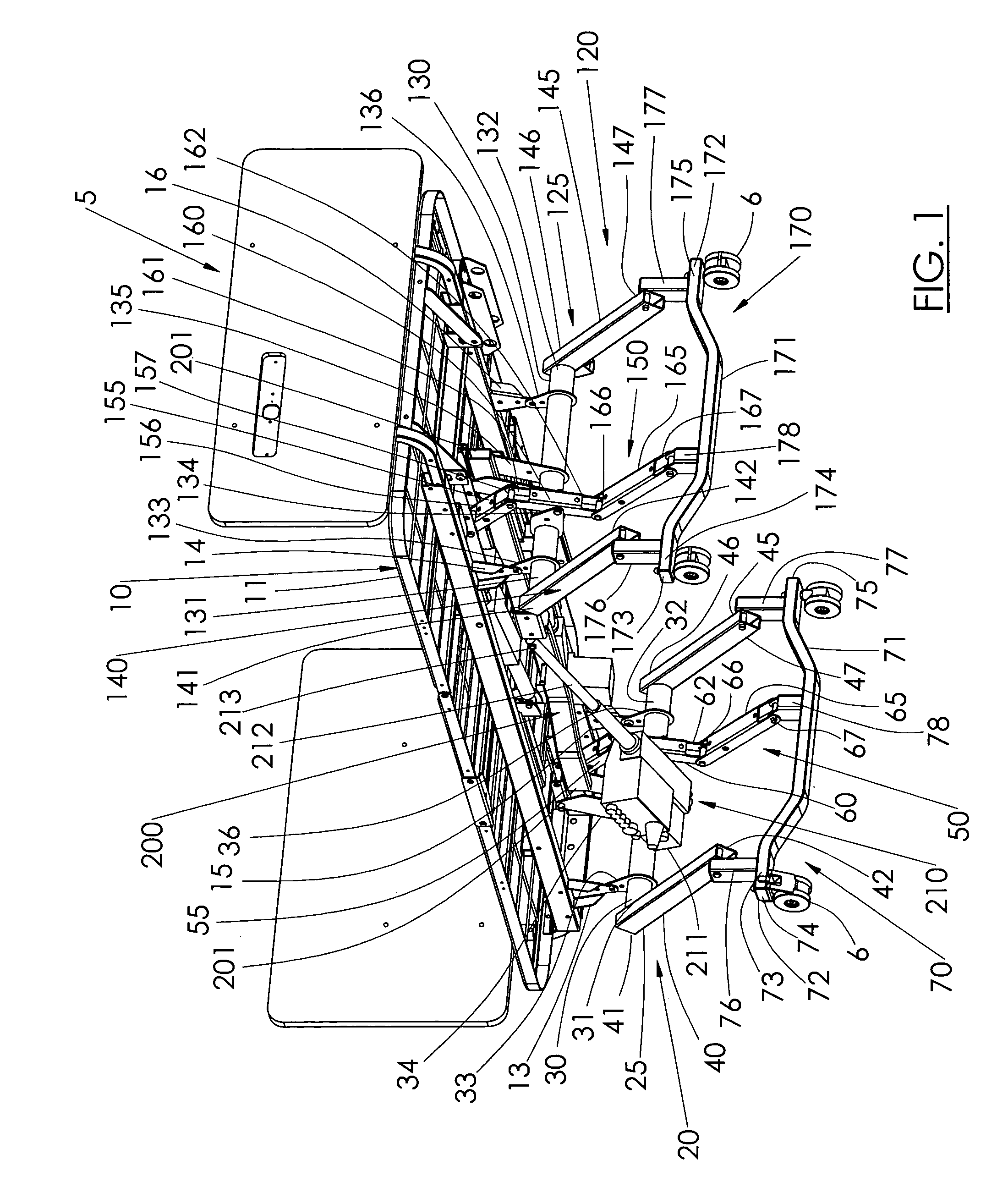 Support frame with articulating structures