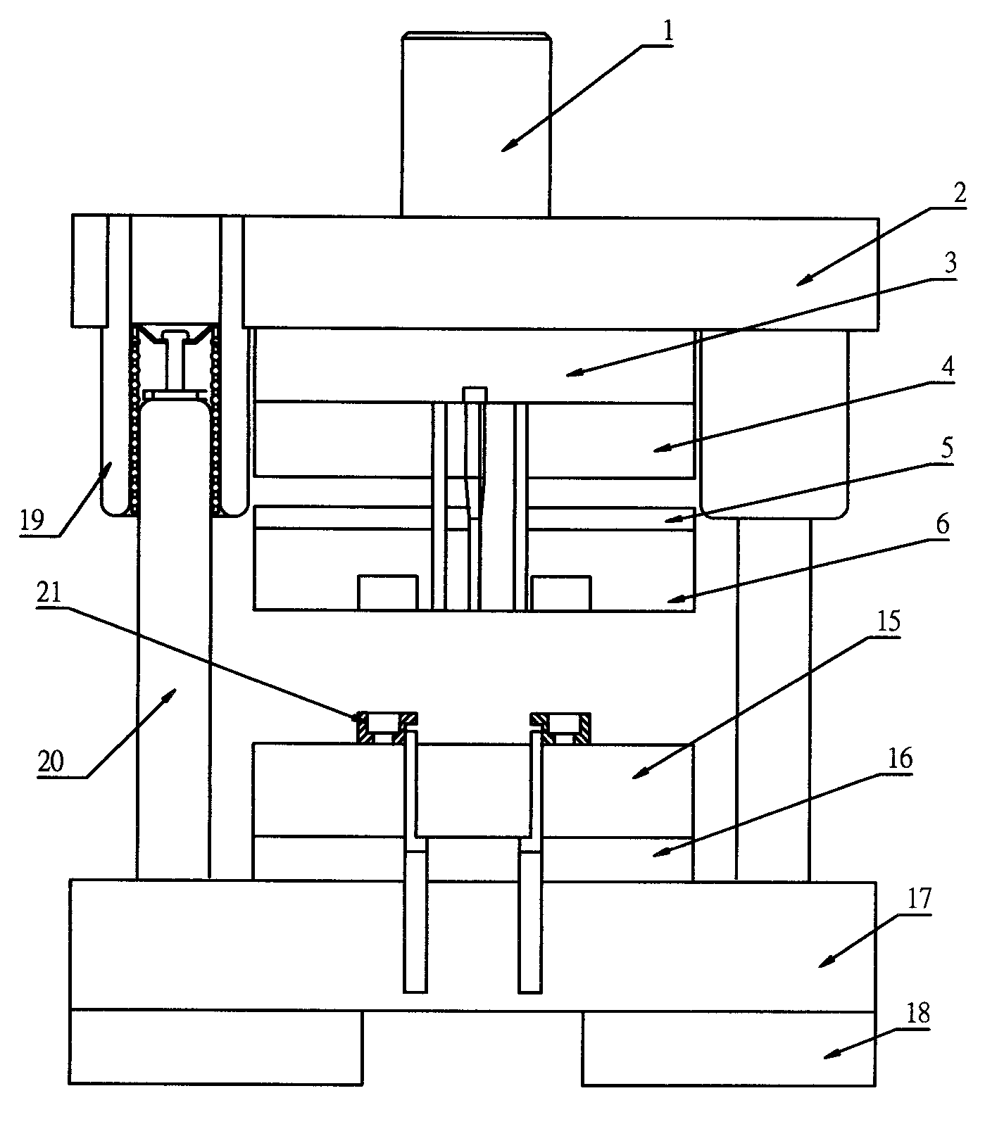 Progressive die for brake caliper blade