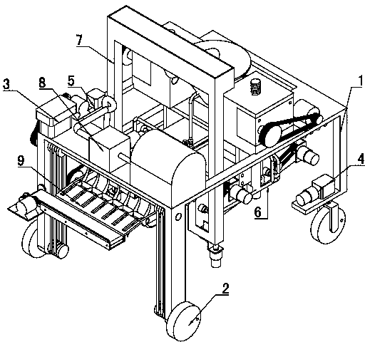 Full-automatic green belt pruning and cleaning trolley