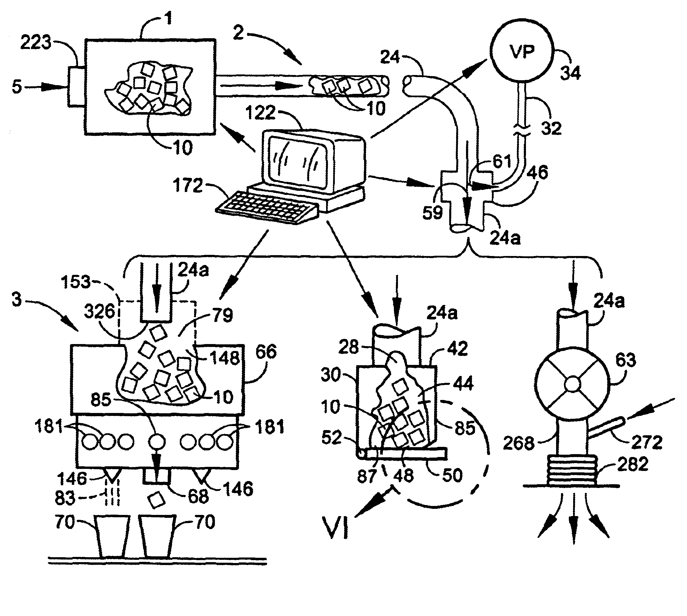 Vacuum pneumatic system for conveyance of ice