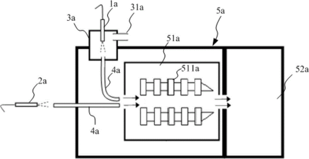 Mass calibration material ionizing and introducing device