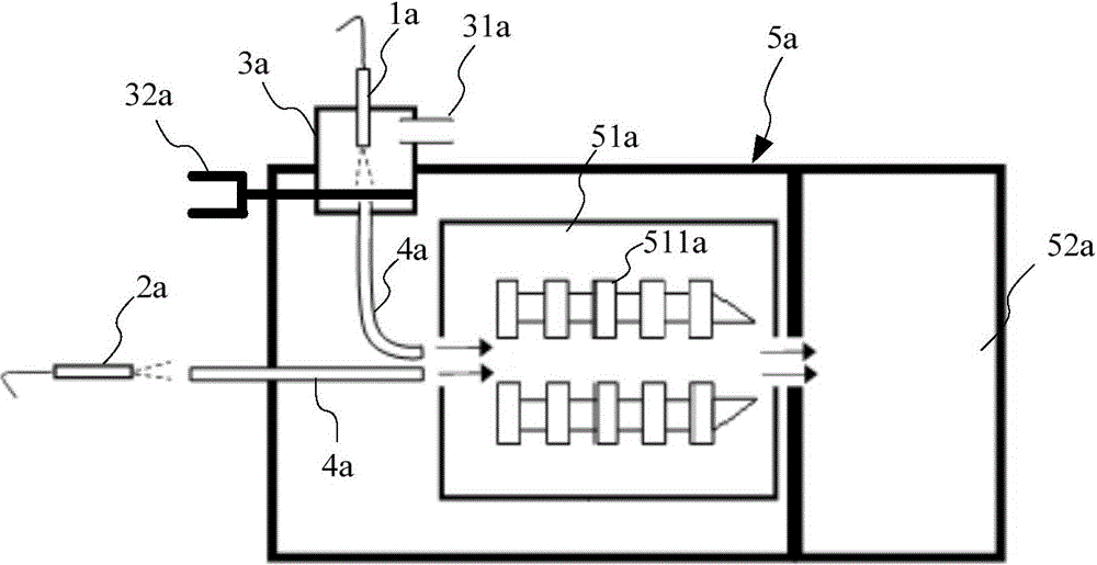 Mass calibration material ionizing and introducing device