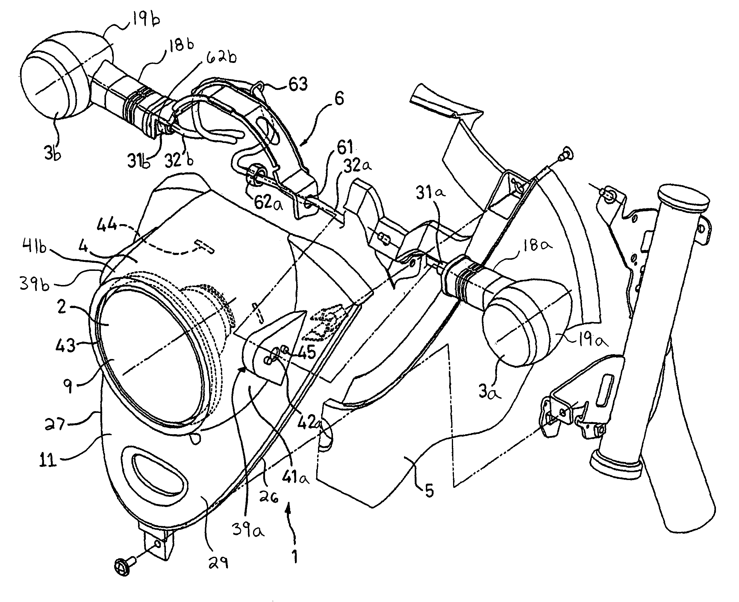 Headlight assembly structure for a motorcycle