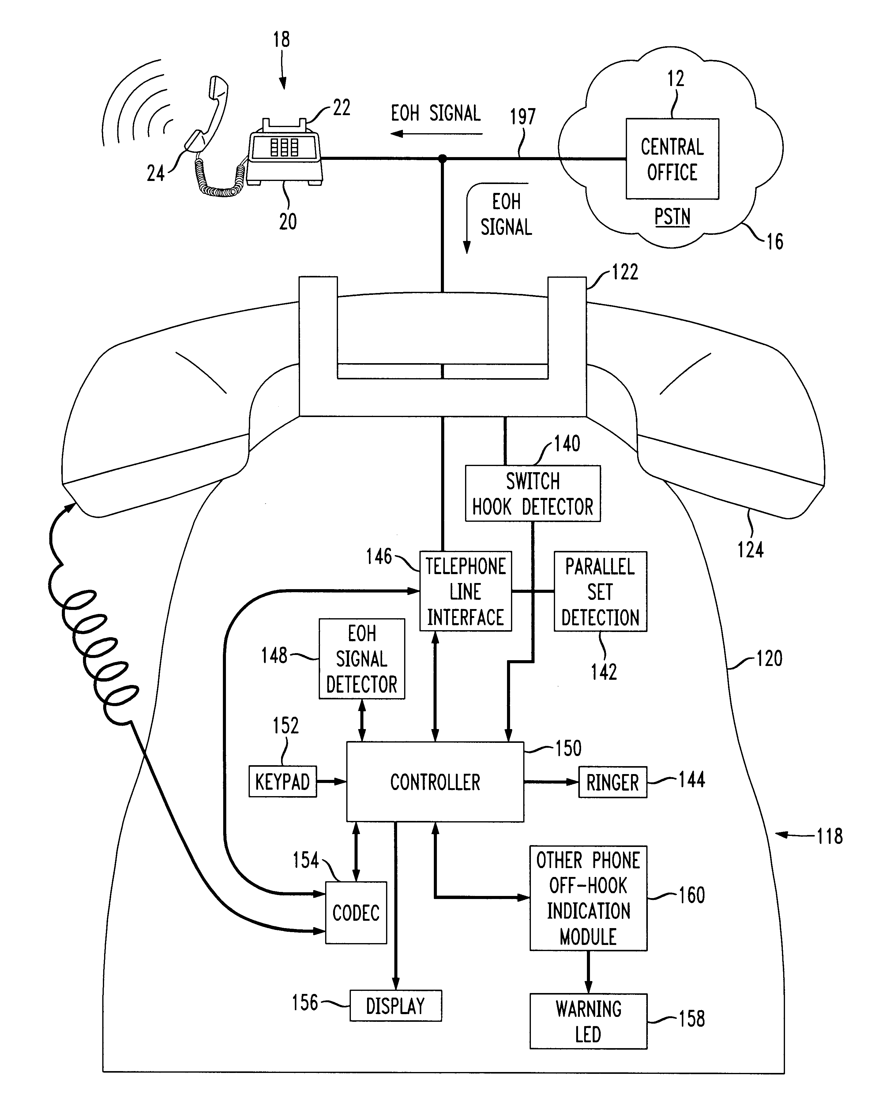 Cordless phone notification of extended off-hook using parallel set detection