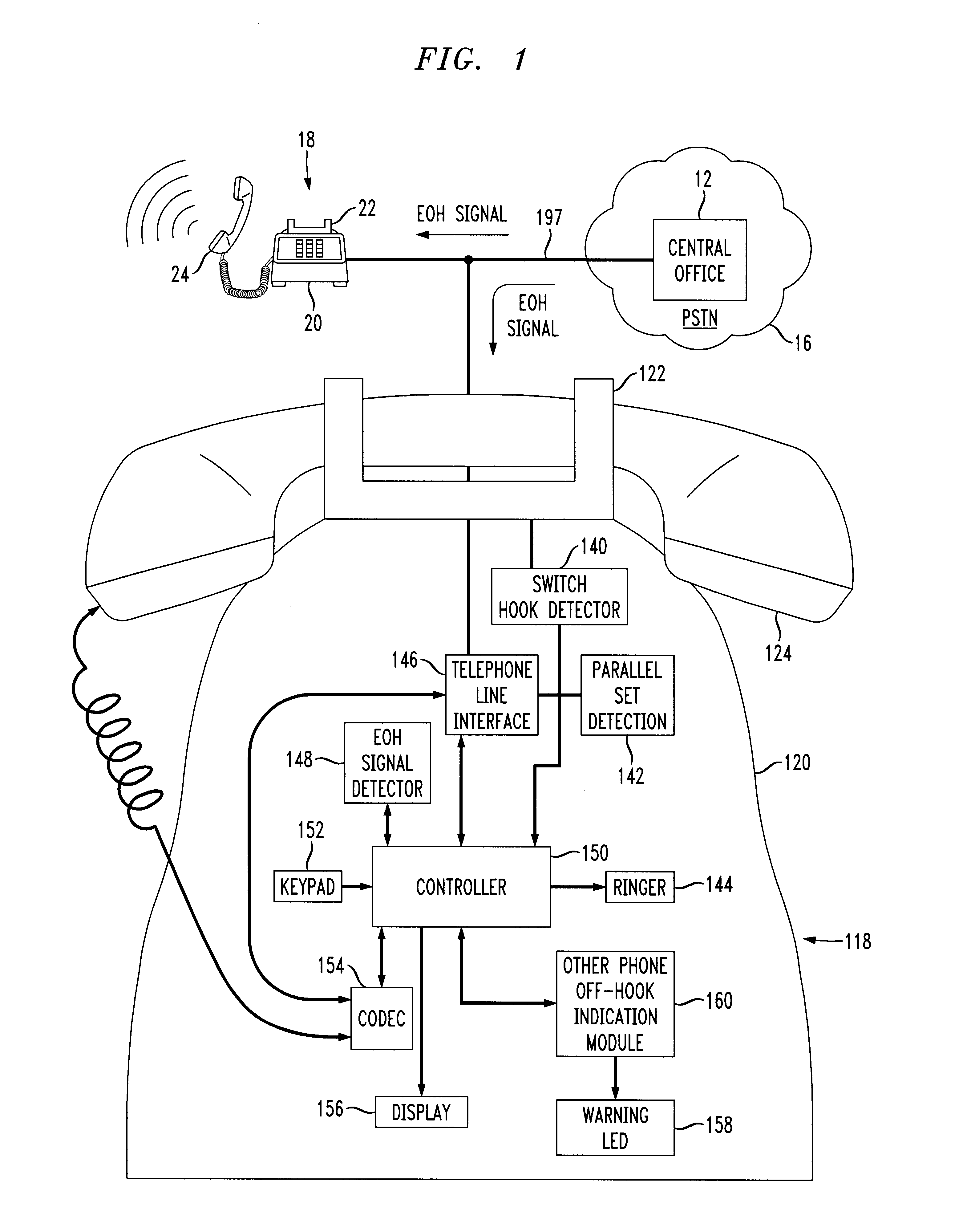 Cordless phone notification of extended off-hook using parallel set detection