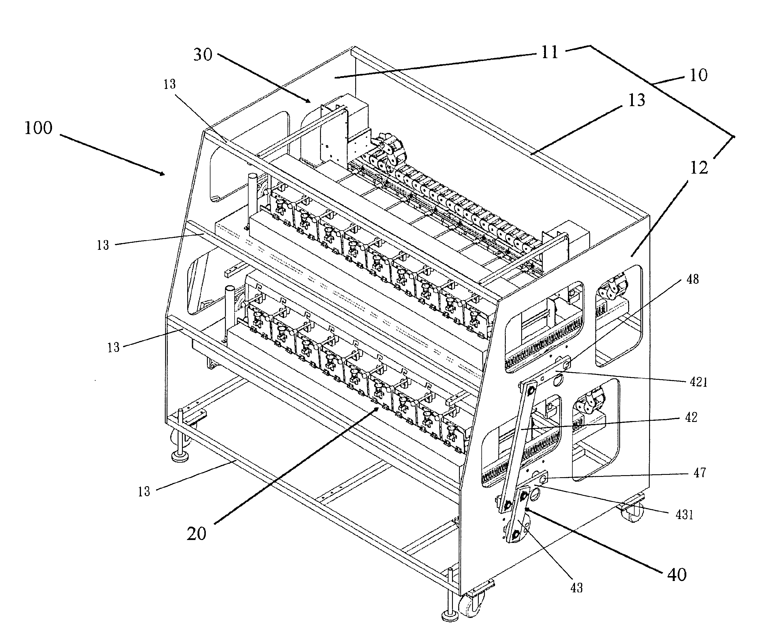 Multi-container dyeing machine with individual container temperature control and quantitative chemical-feeding control