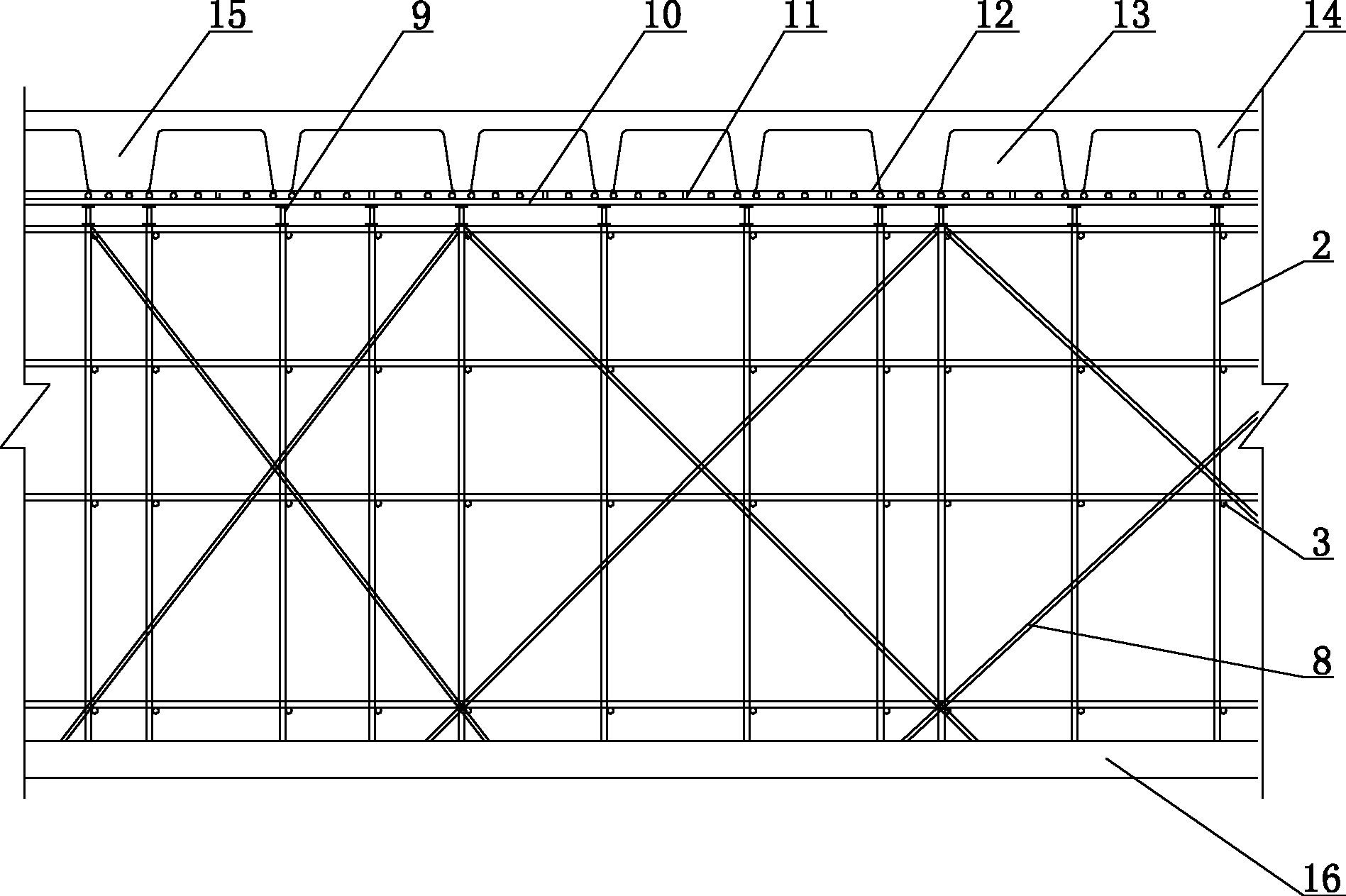 Construction method of membrane shell ribbed floor formwork supporting system