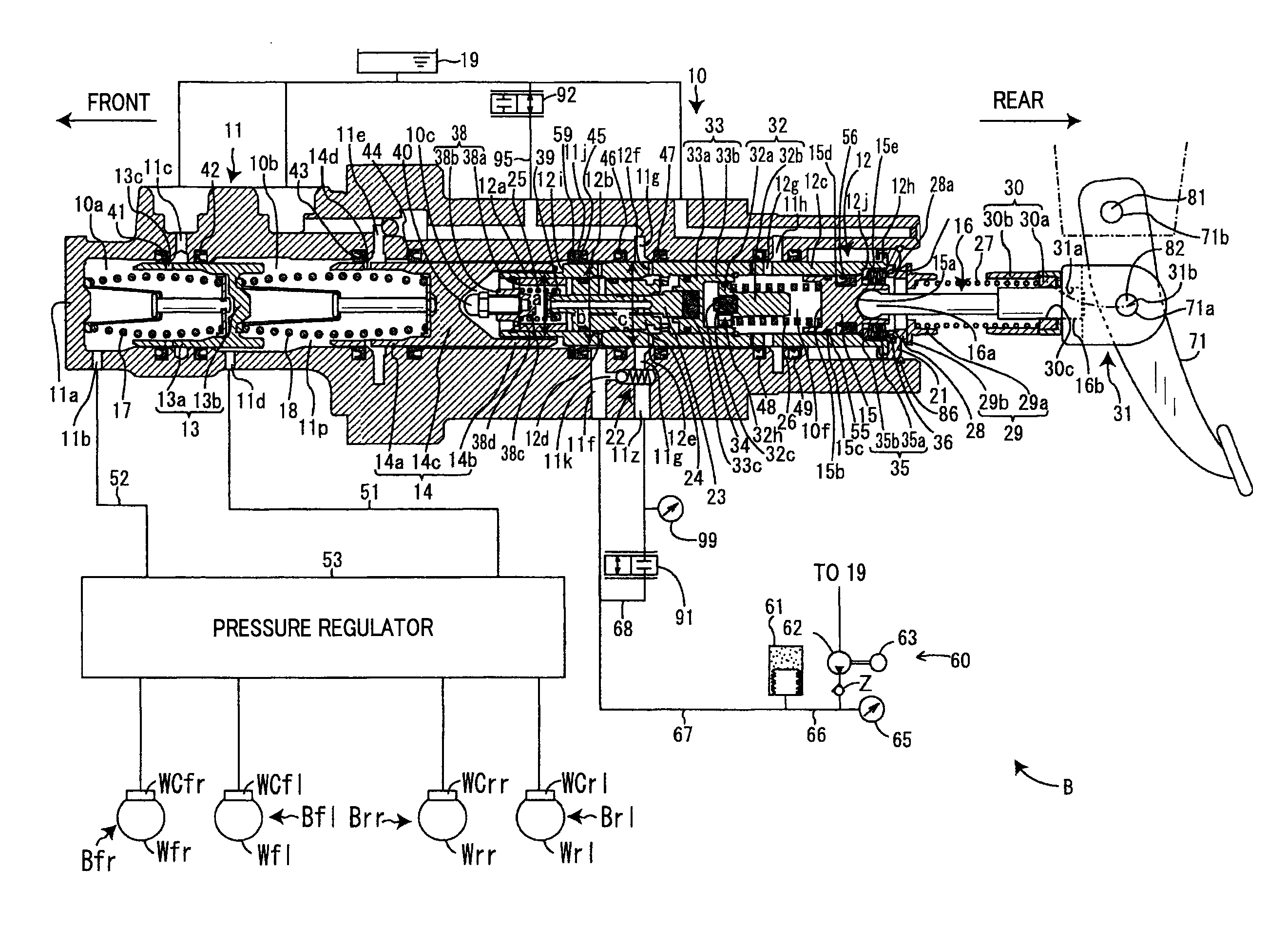 Braking apparatus for vehicle with collision avoidance mechanism