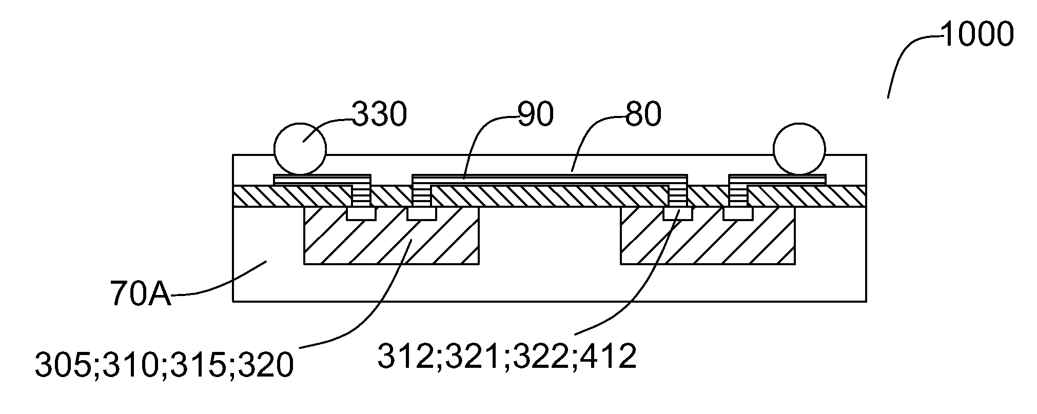 Dice rearrangement package structure using layout process to form a compliant configuration