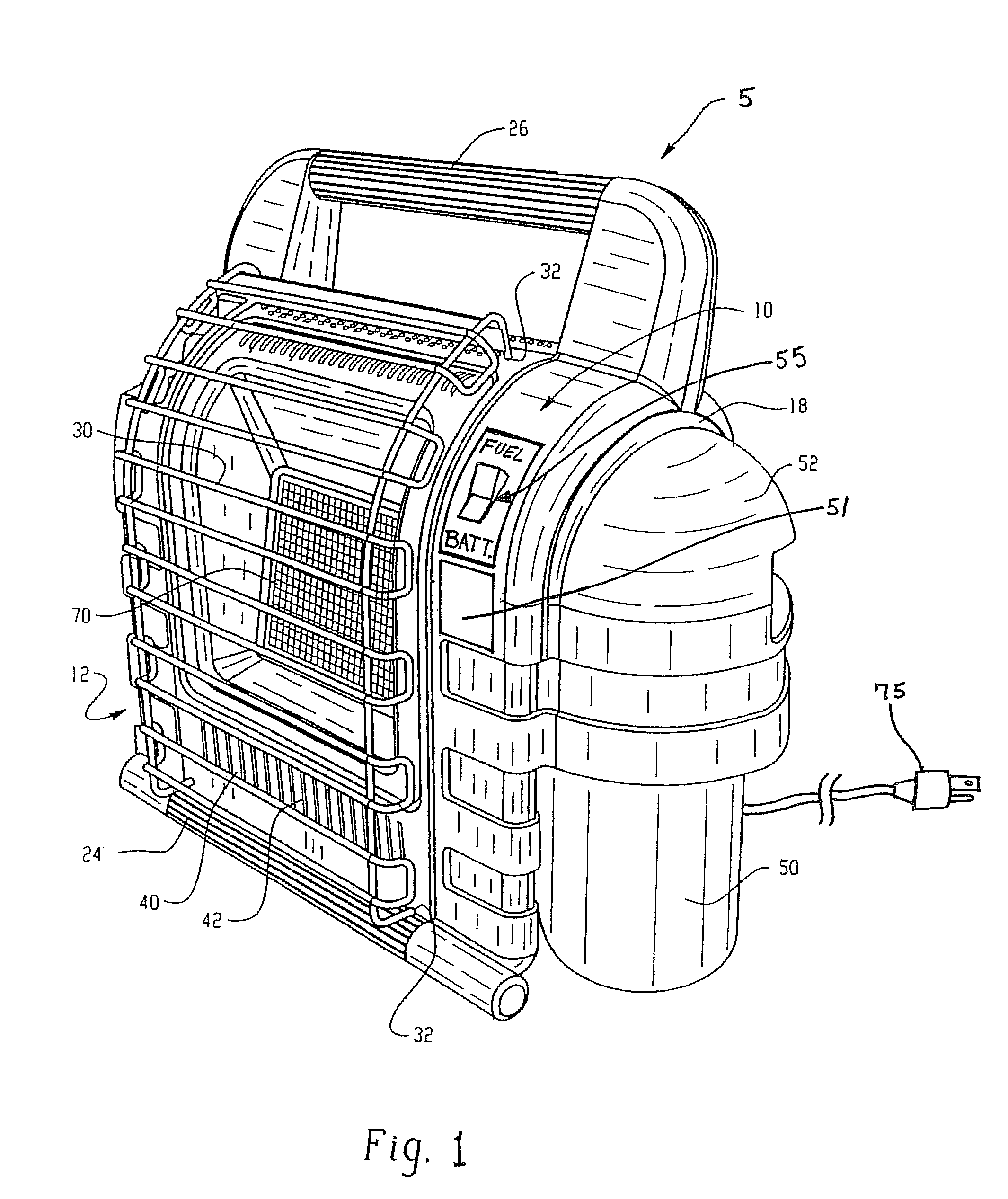 Heat and/or light producing unit powered by a lithium secondary cell battery with high charge and discharge rate capability