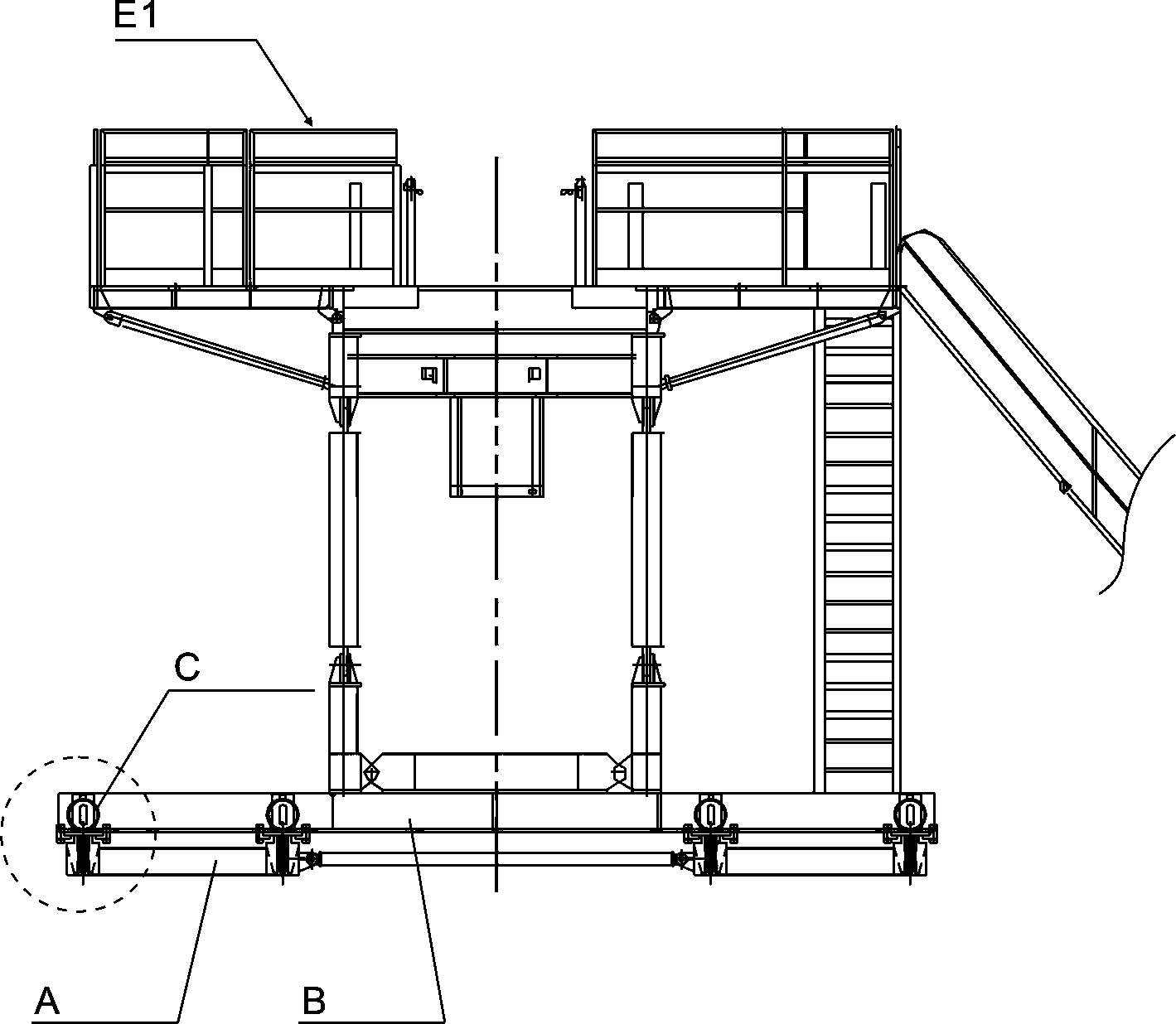 Monolithic horizontal movement system of wagon drill