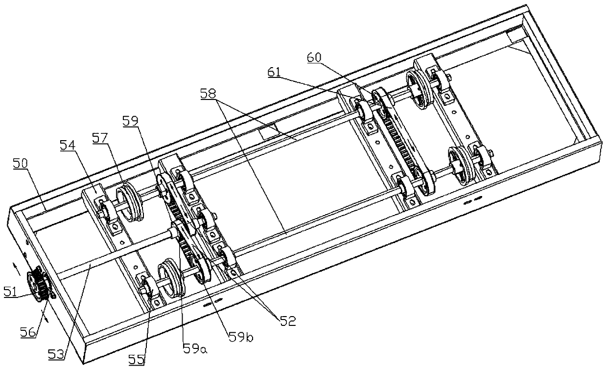 Synchronous driving mechanism of bottom frame of movable rack