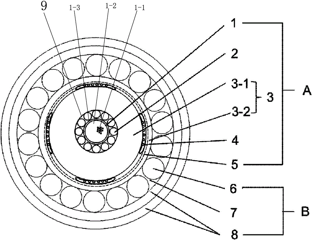 Intelligent submarine cable with invisibly implanted sensing fiber in cable core insulating layer