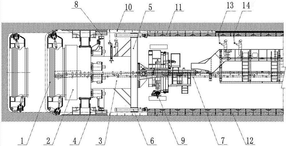 Pipe segment diameter adjustable hard rock tunneling machine adopting double-layer supporting mode and construction method thereof