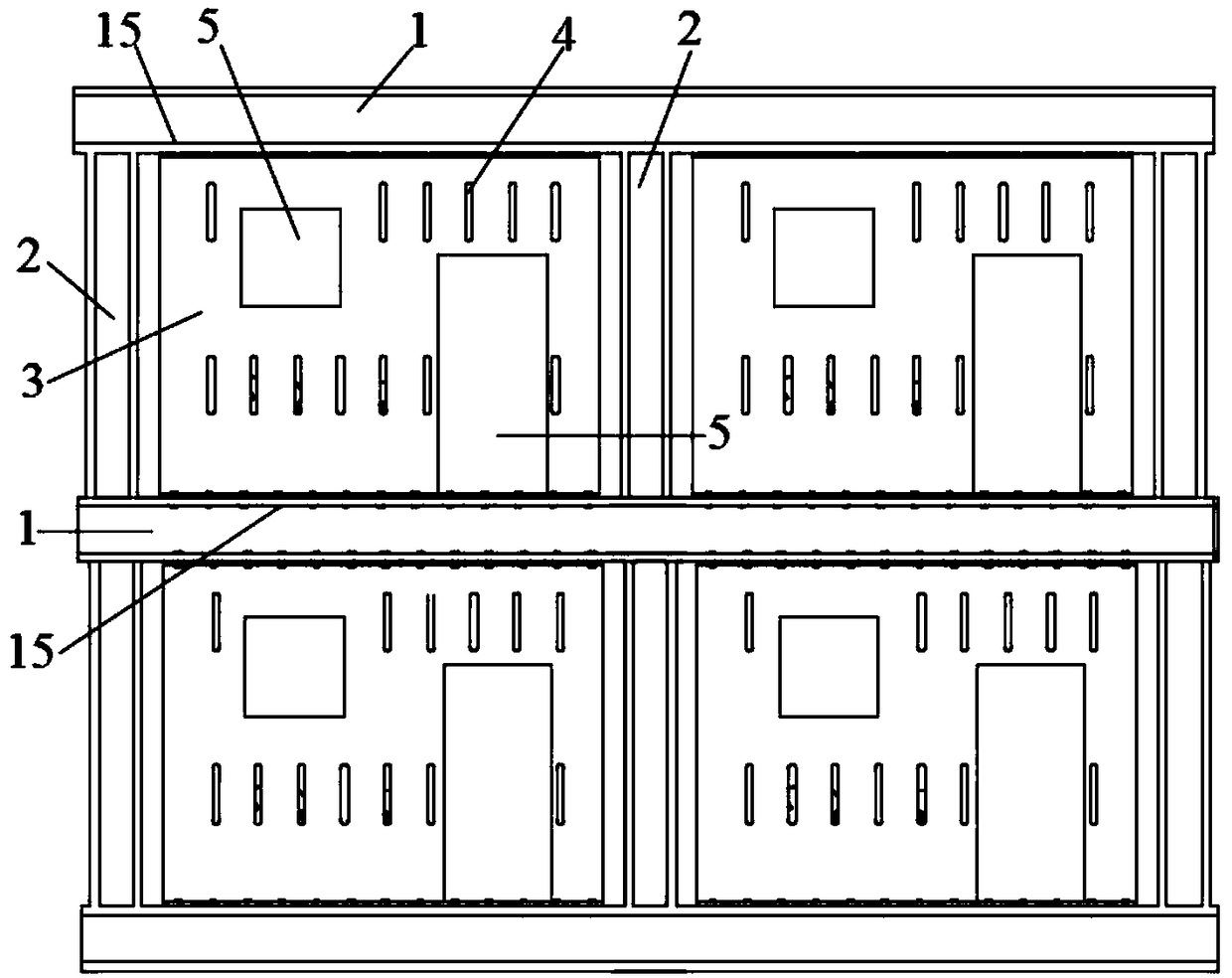 Prefabricated composite energy-dissipated steel beam and column structure with multi-stage damping and secondary amplification of displacement