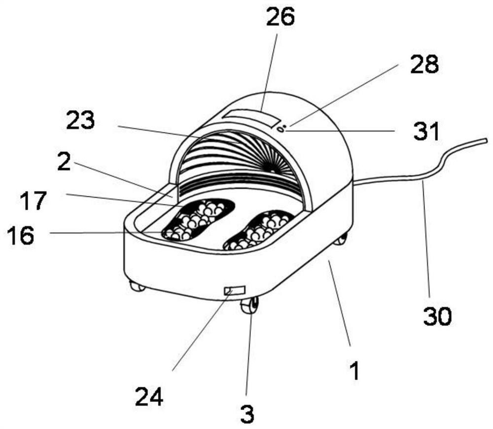 Sterilization and deodorization foot drying massager and method