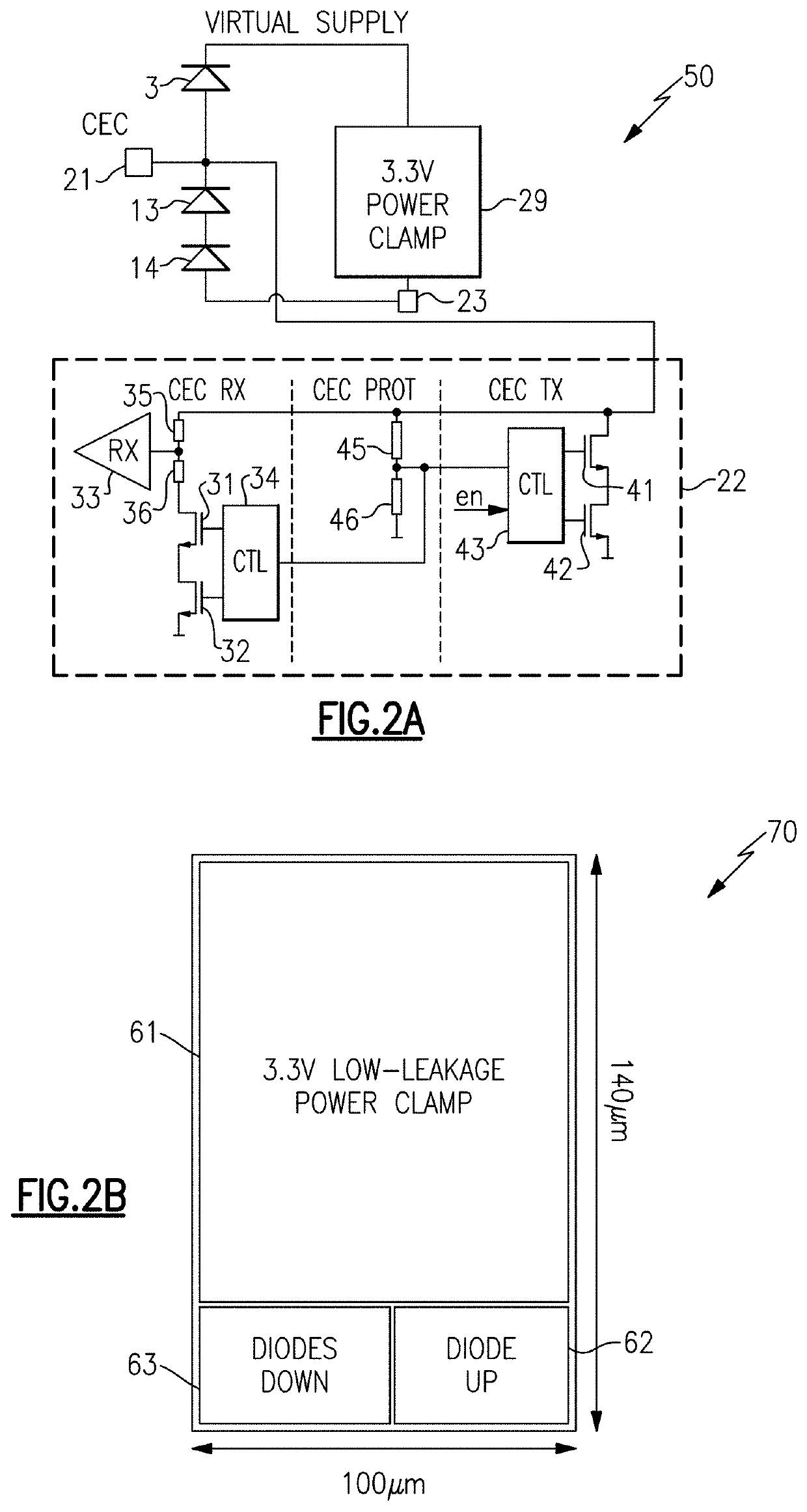 Electrical overstress protection with low leakage current for high voltage tolerant high speed interfaces