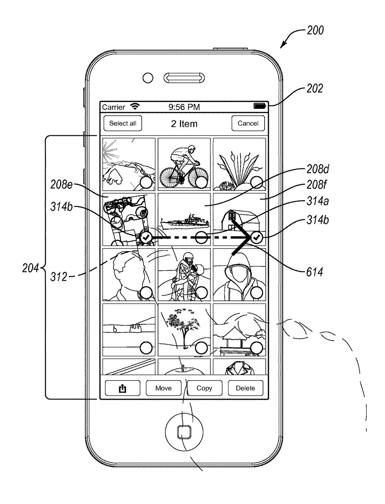 Browsing and selecting content items based on user gestures