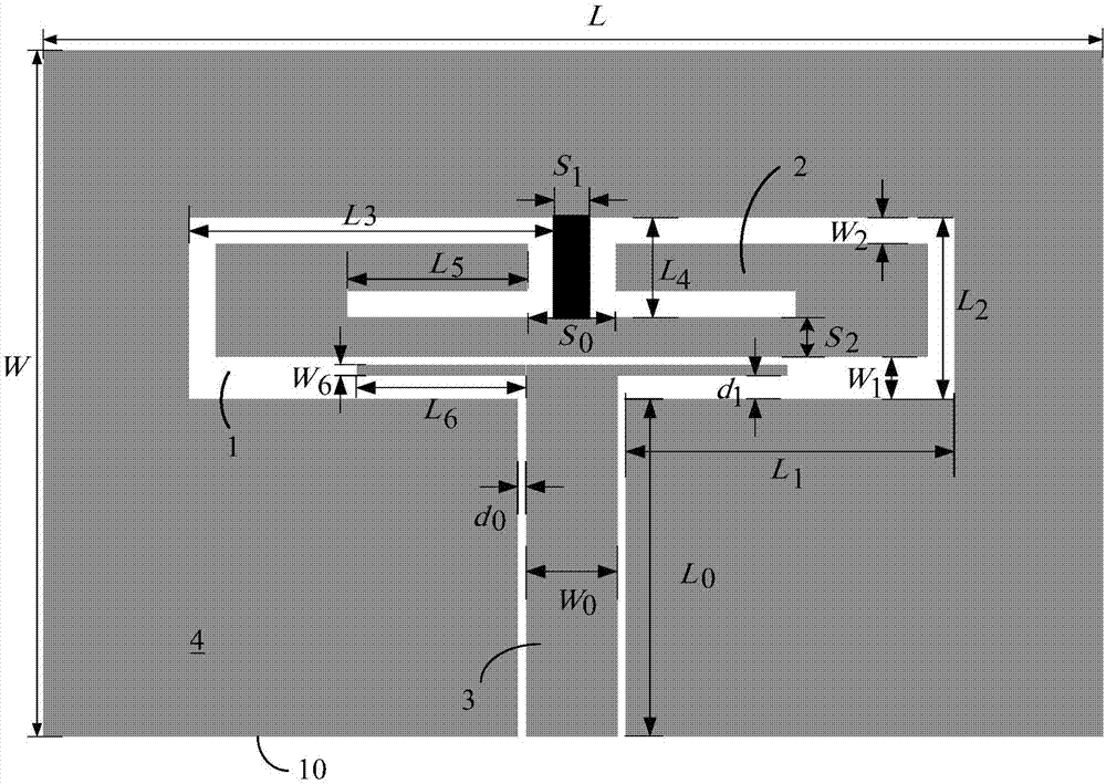 Double-frequency slot antenna and tuning method thereof