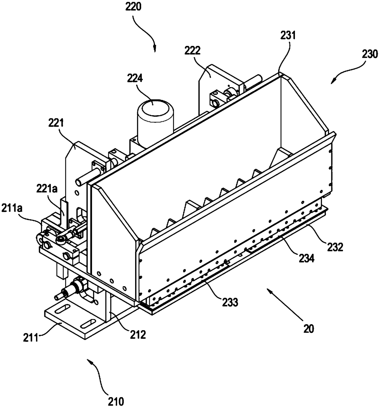 Feed box for refill line detection machine