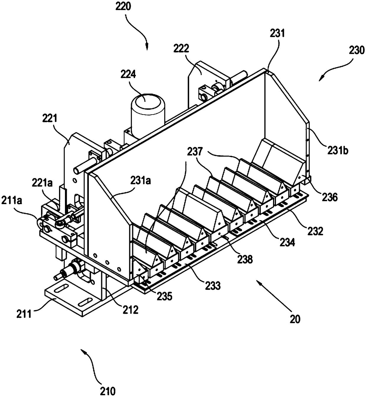 Feed box for refill line detection machine