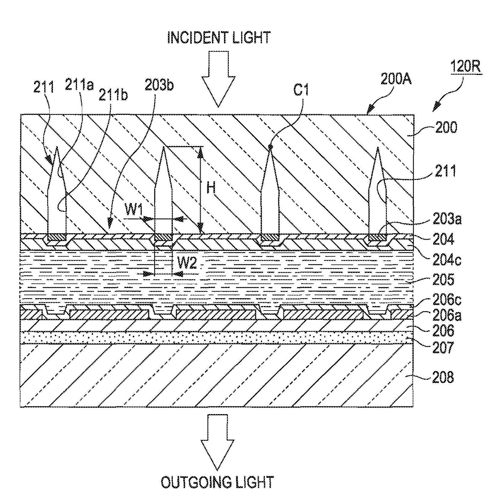 Converging substrate, electro-optic device, substrate for electro-optic device, projector, and electronic apparatus