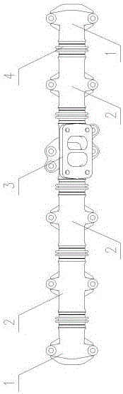 Multi-segment type exhaust pipe structure