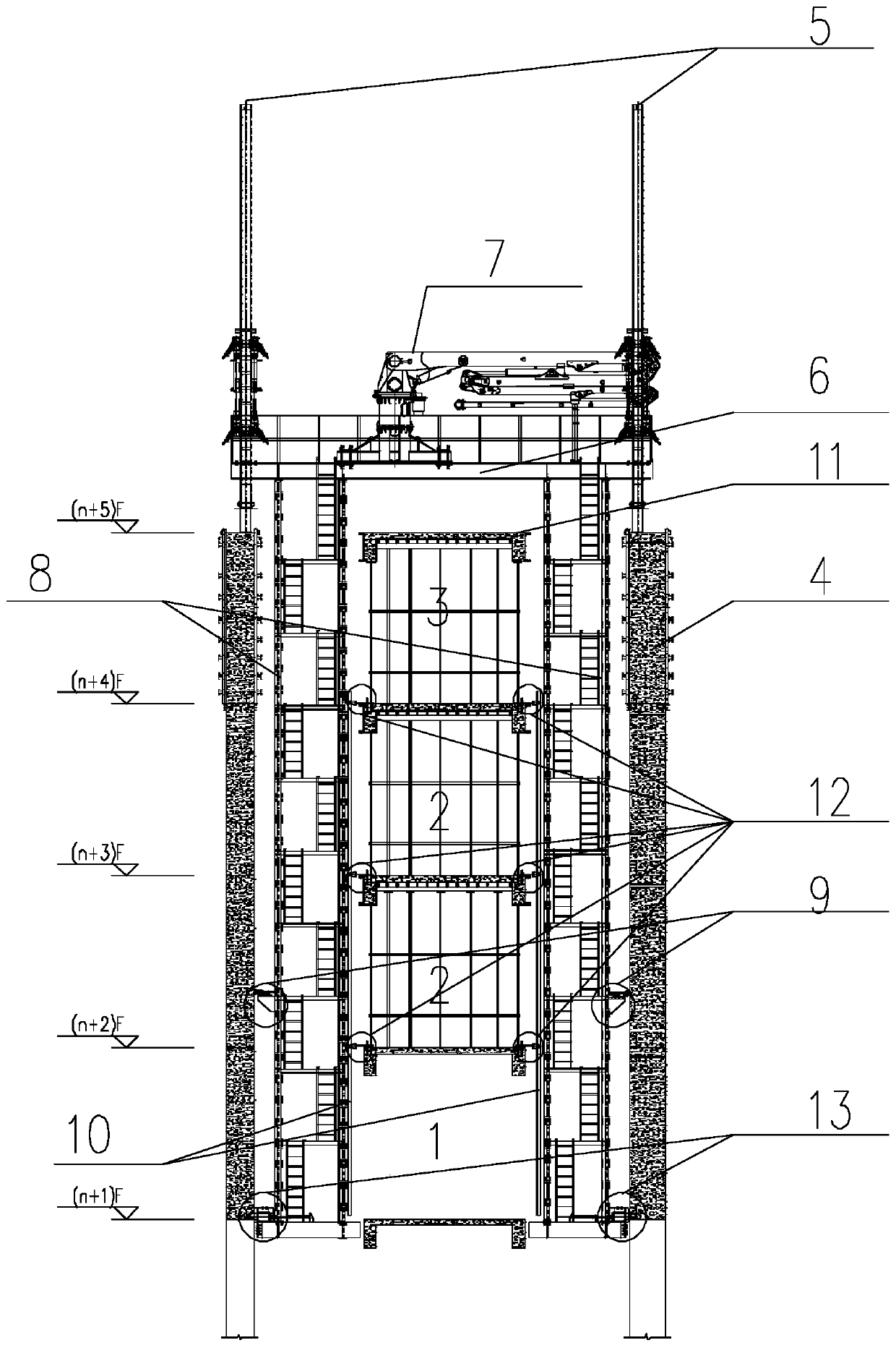 Material distribution platform system for barrel structure construction