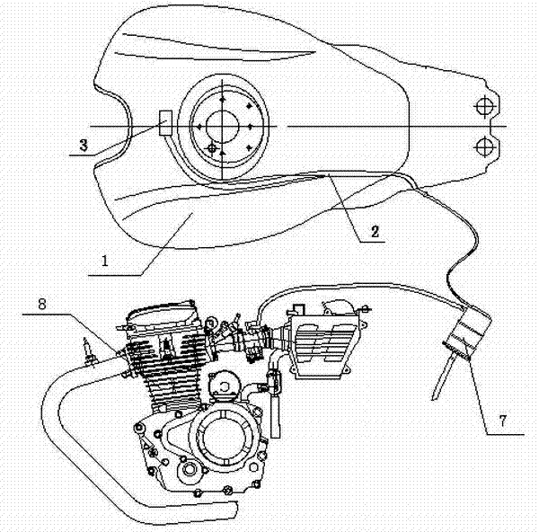 Single ball valve type motorcycle fuel steam collecting system