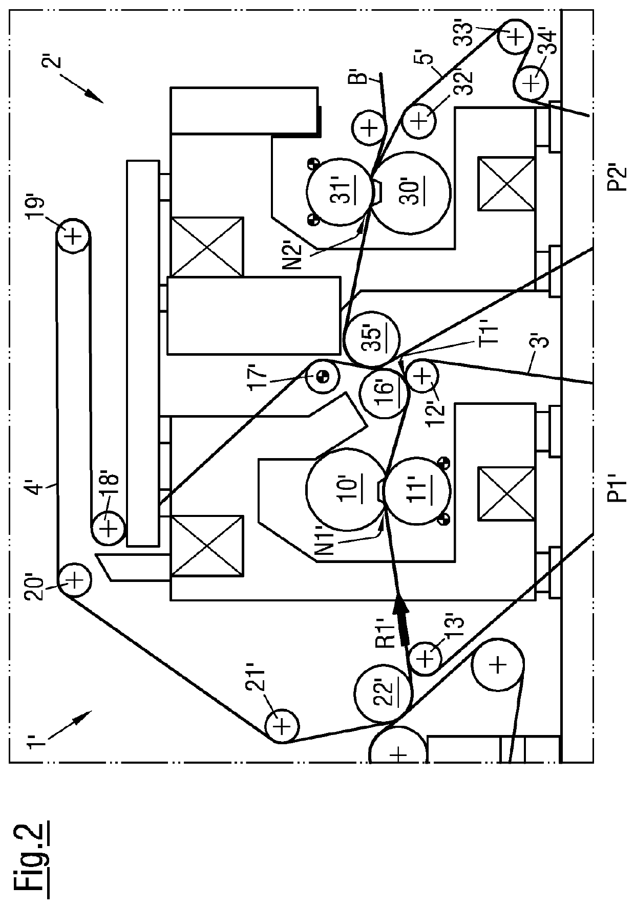 Press for a machine for producing a fibrous material web