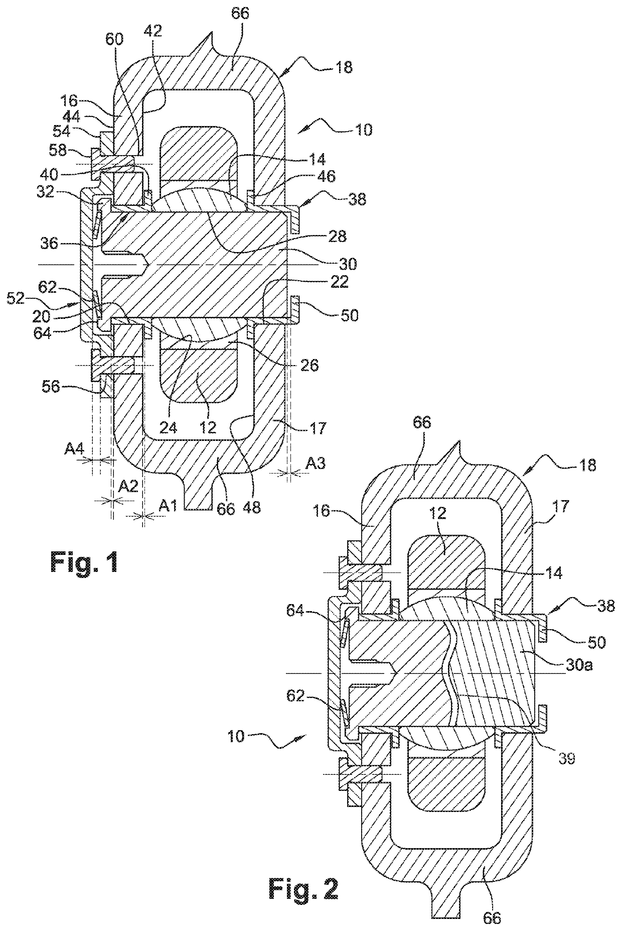 Ball joint device for a turbine engine