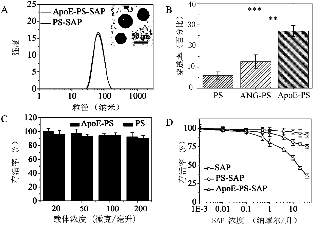 Use of single targeted reduction-responsive vesicle nano-drug in preparation of drug for treating brain tumors