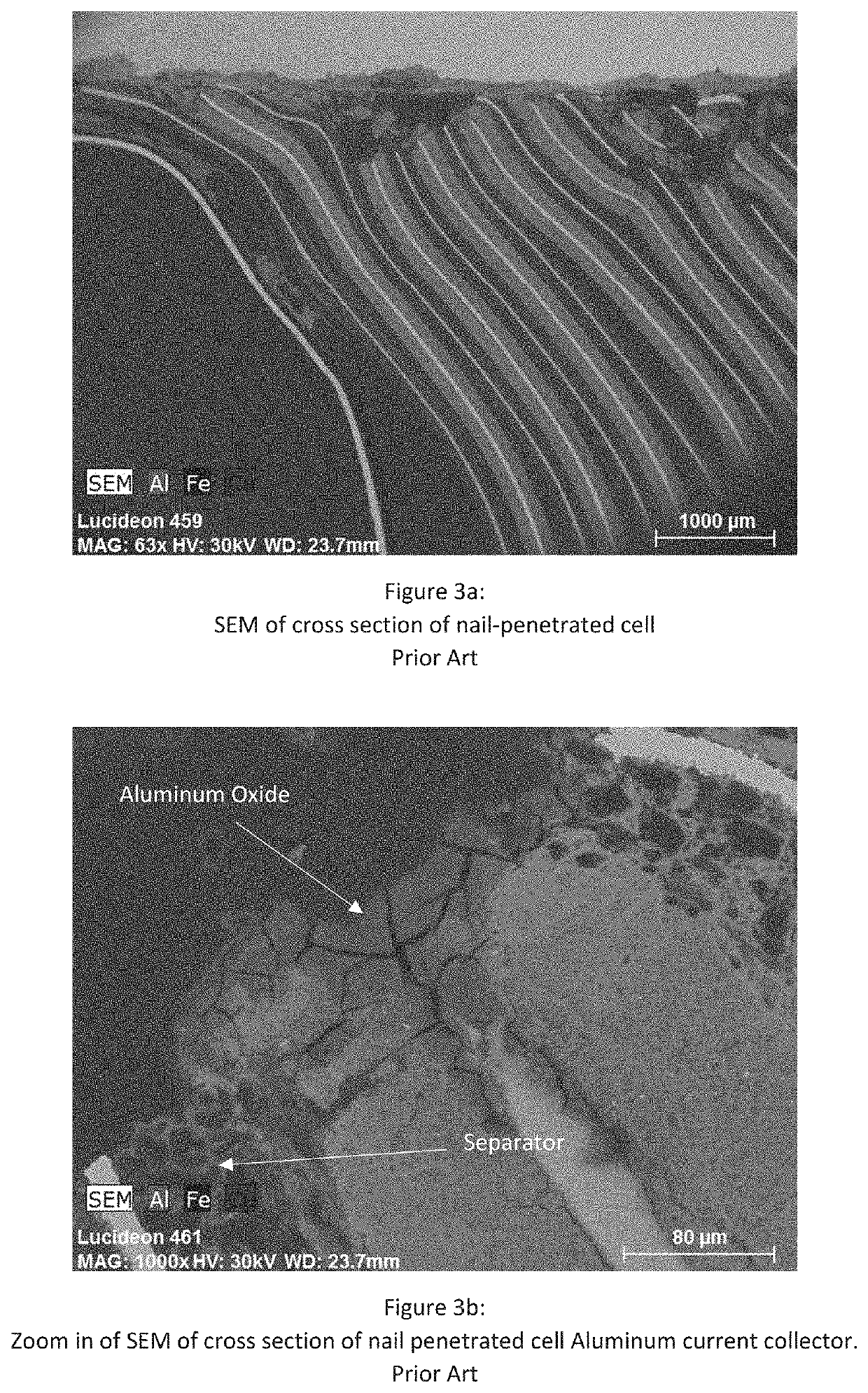 Battery connections and metallized film components in energy storage devices having internal fuses