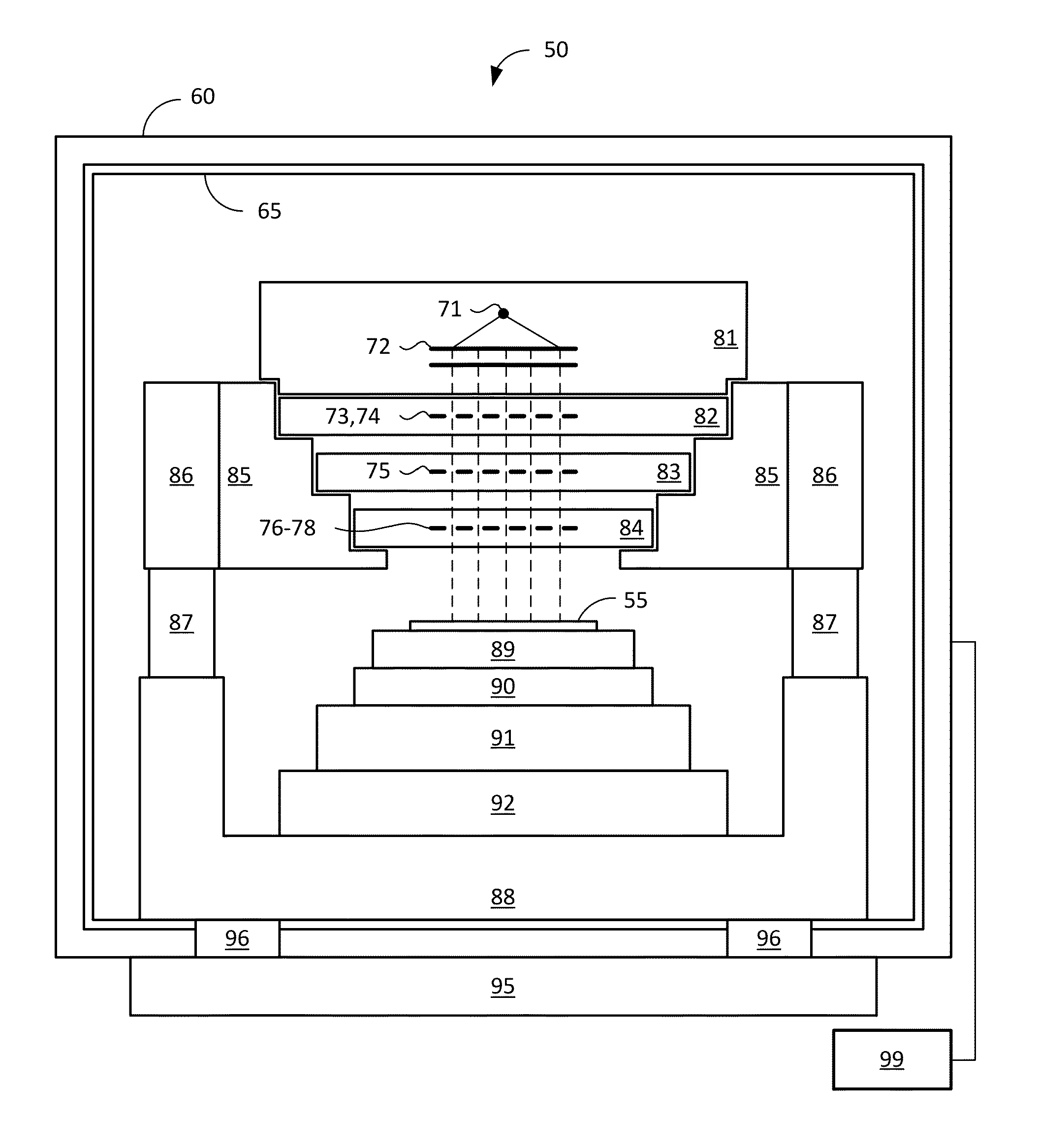 Arrangement of optical fibers, and a method of forming such arrangement