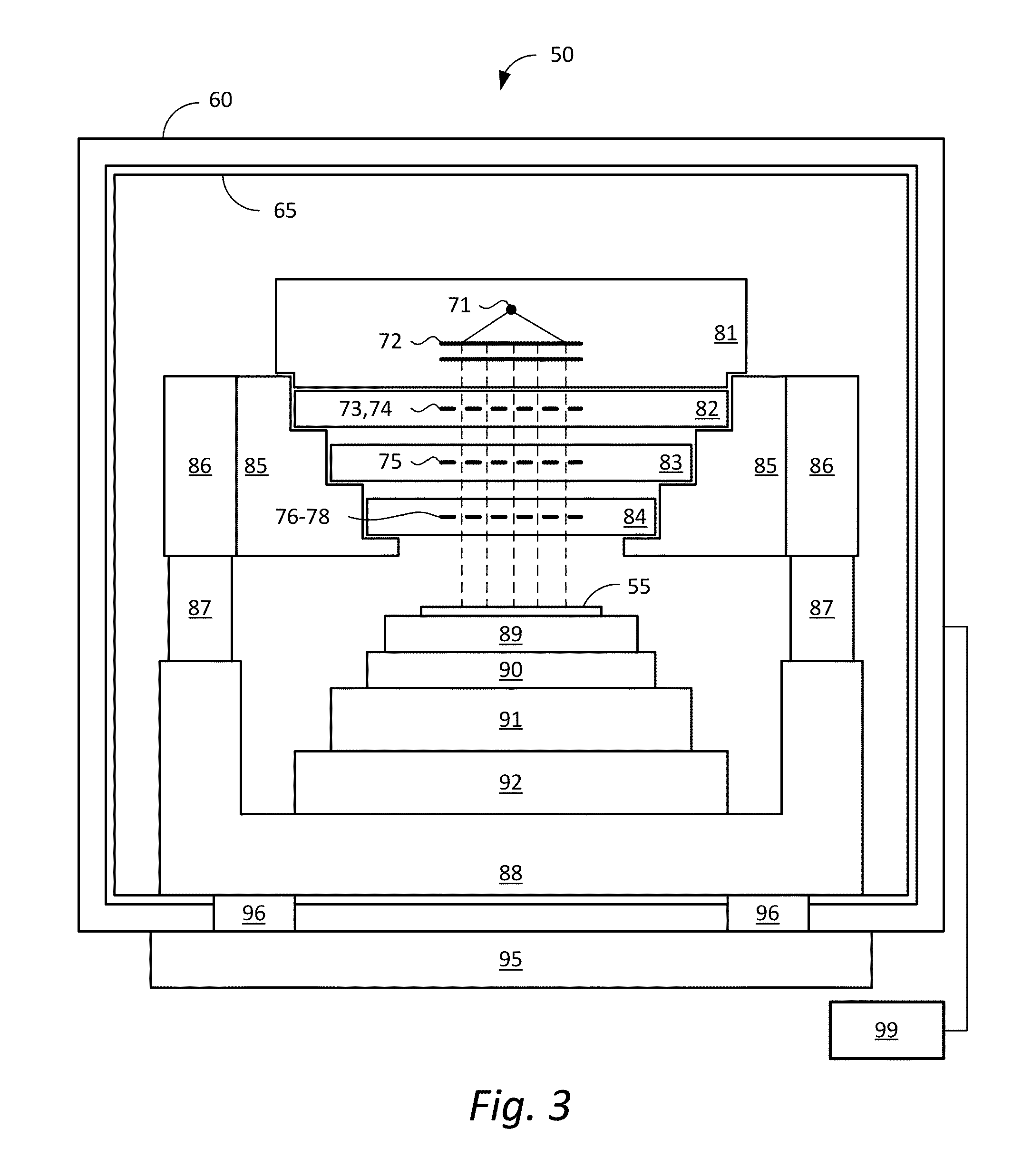 Arrangement of optical fibers, and a method of forming such arrangement