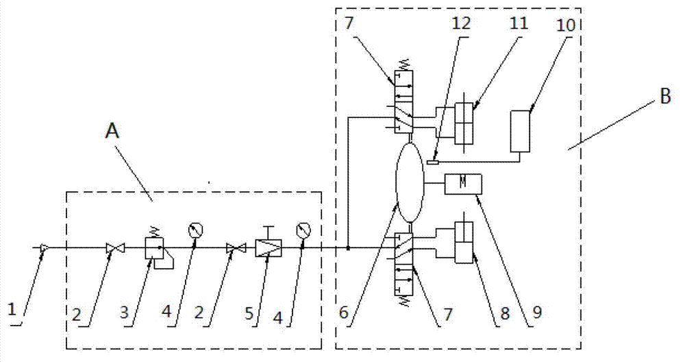 Service life testing platform of control element of heavy-duty car gearbox operating system