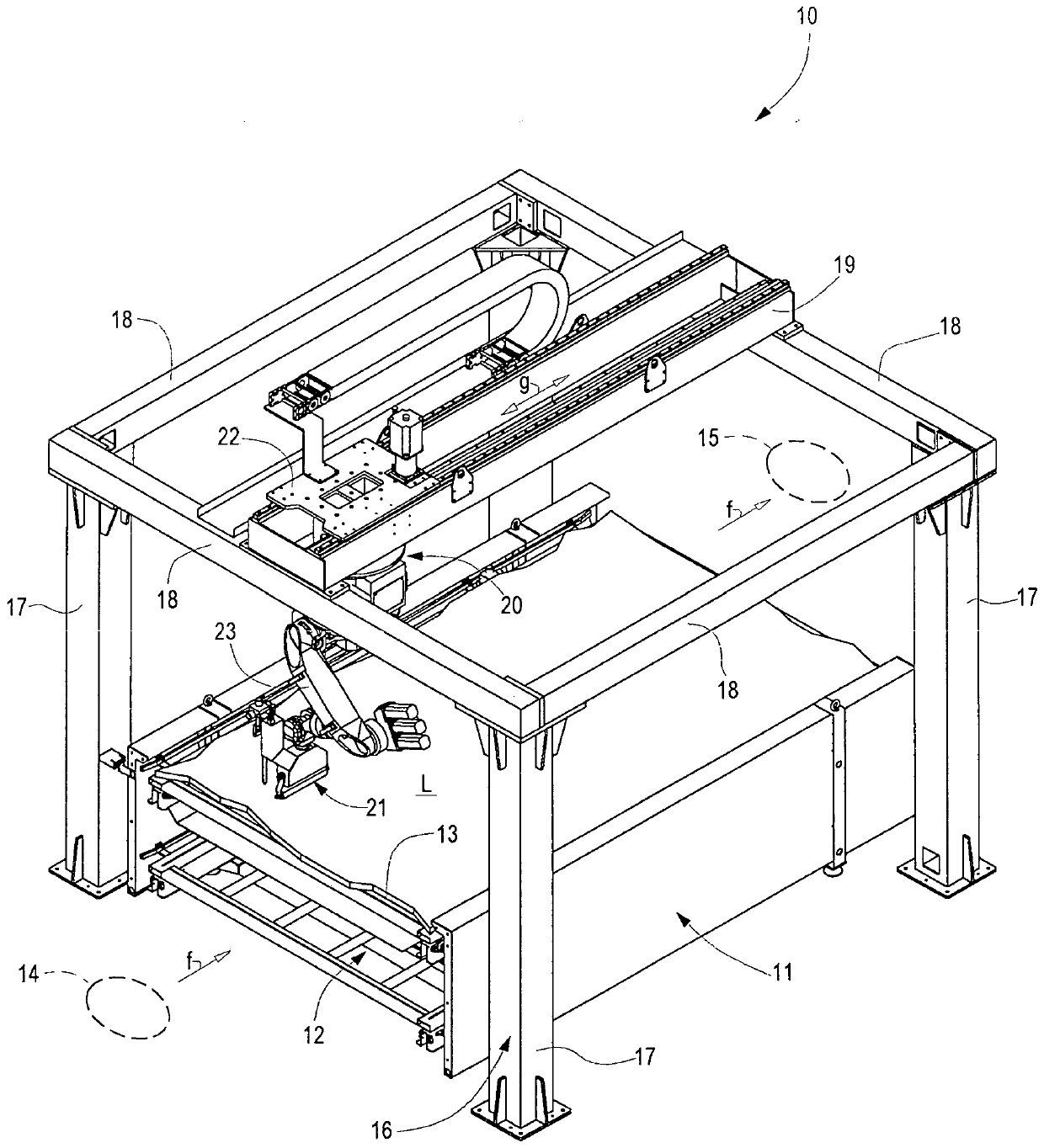 Station for applying fluid substances to stone materials