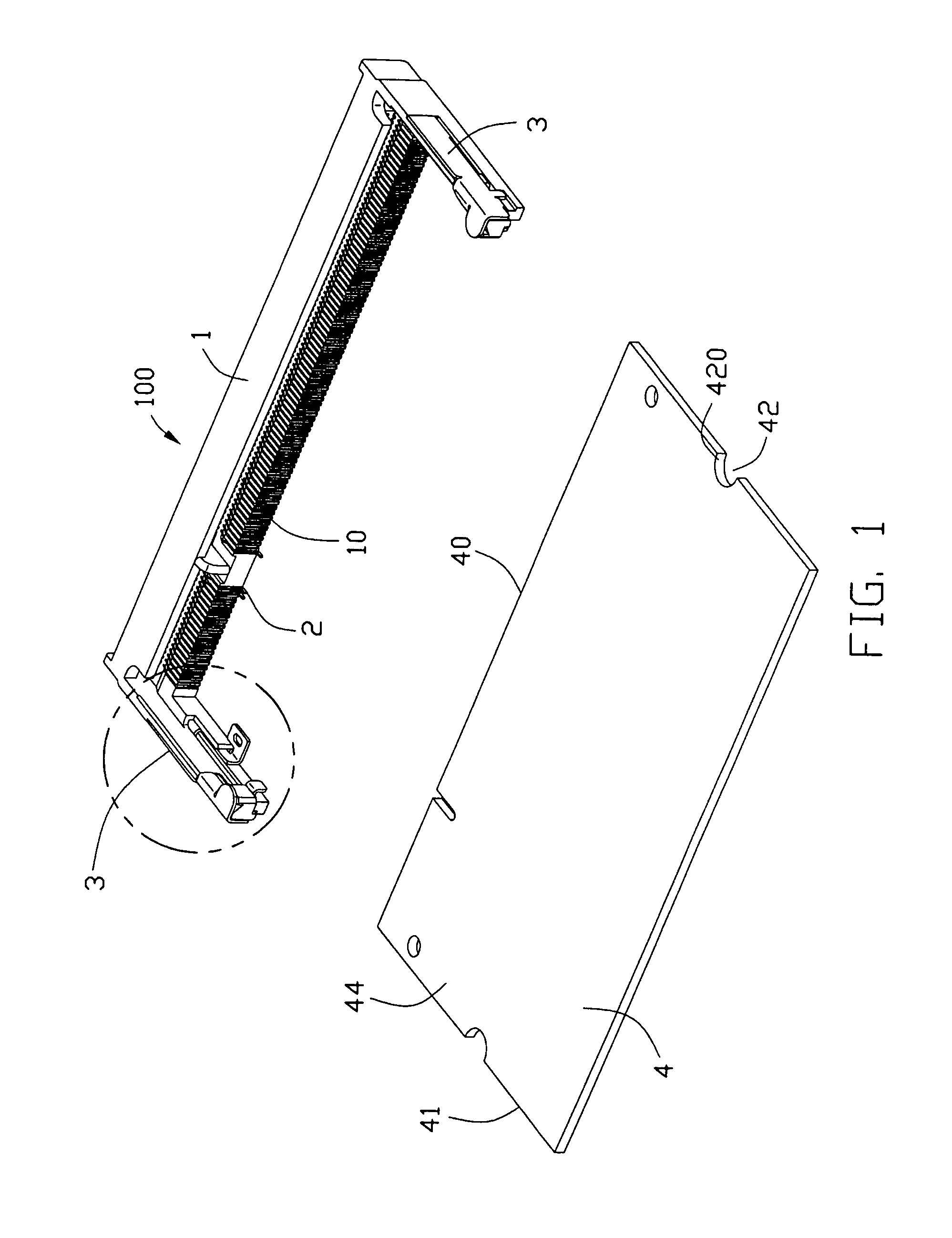 Card edge connector with latching arms