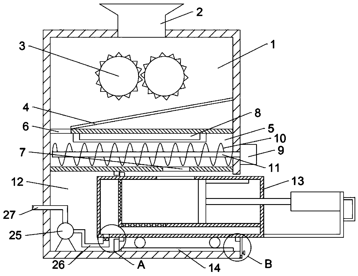 Waste treatment device for gynaecology