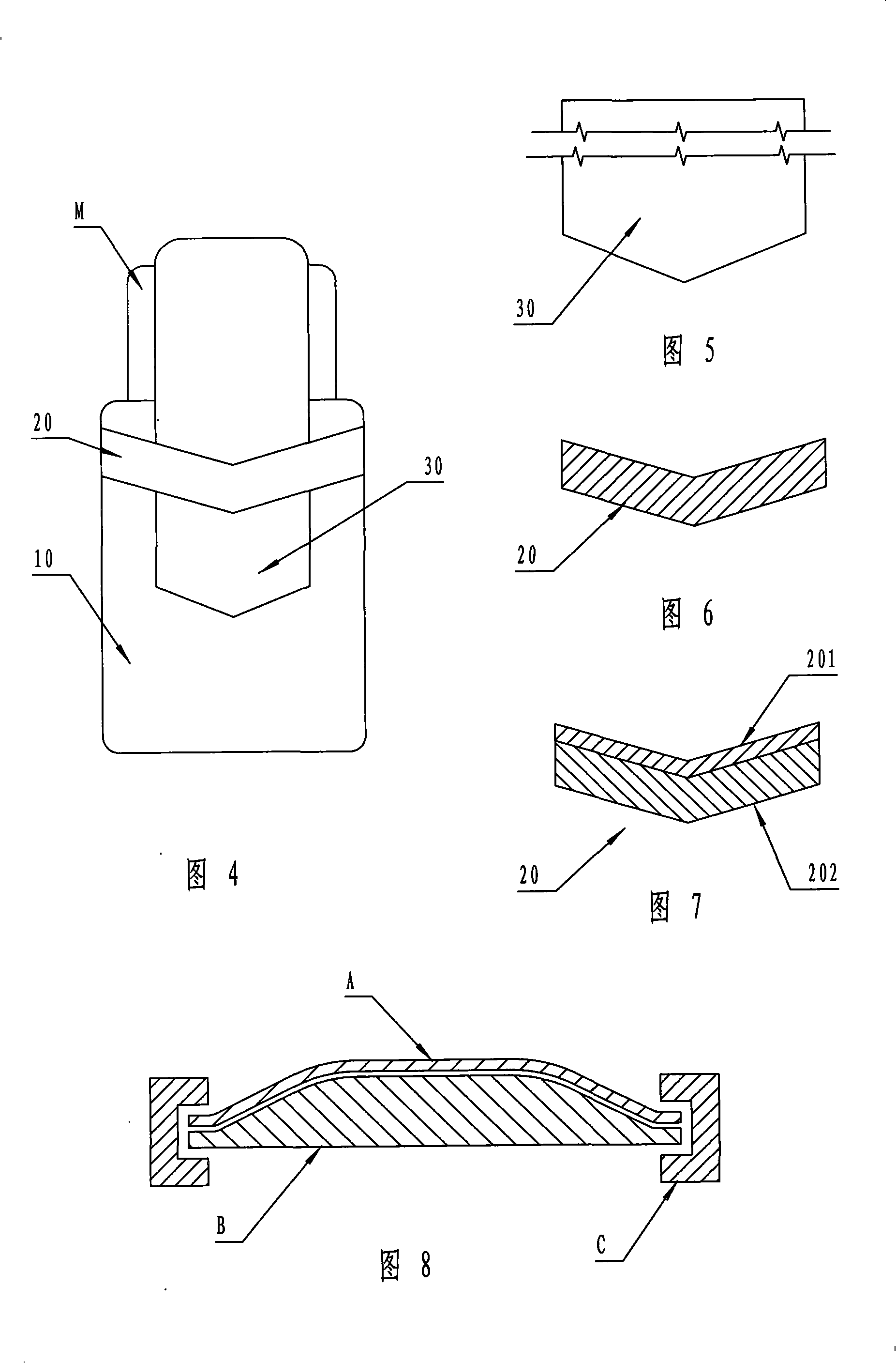 Leather button structure of packaging piece and decoration