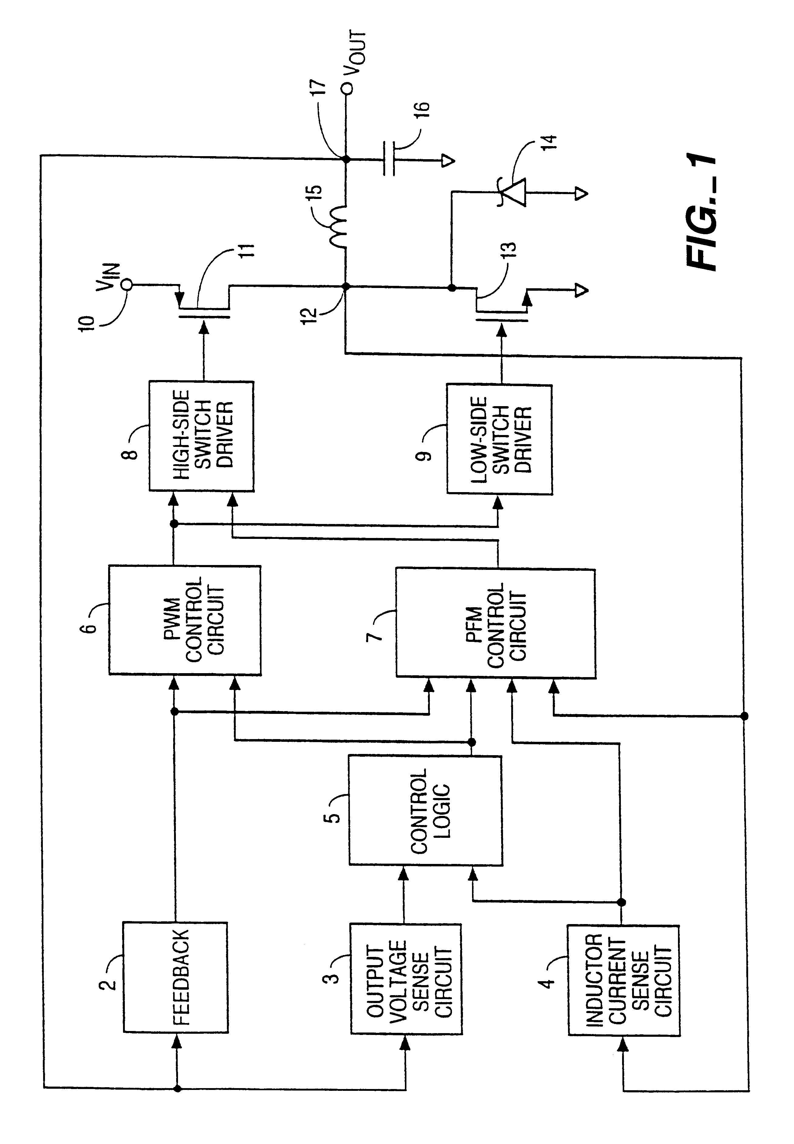 Voltage regulator that operates in either PWM or PFM mode