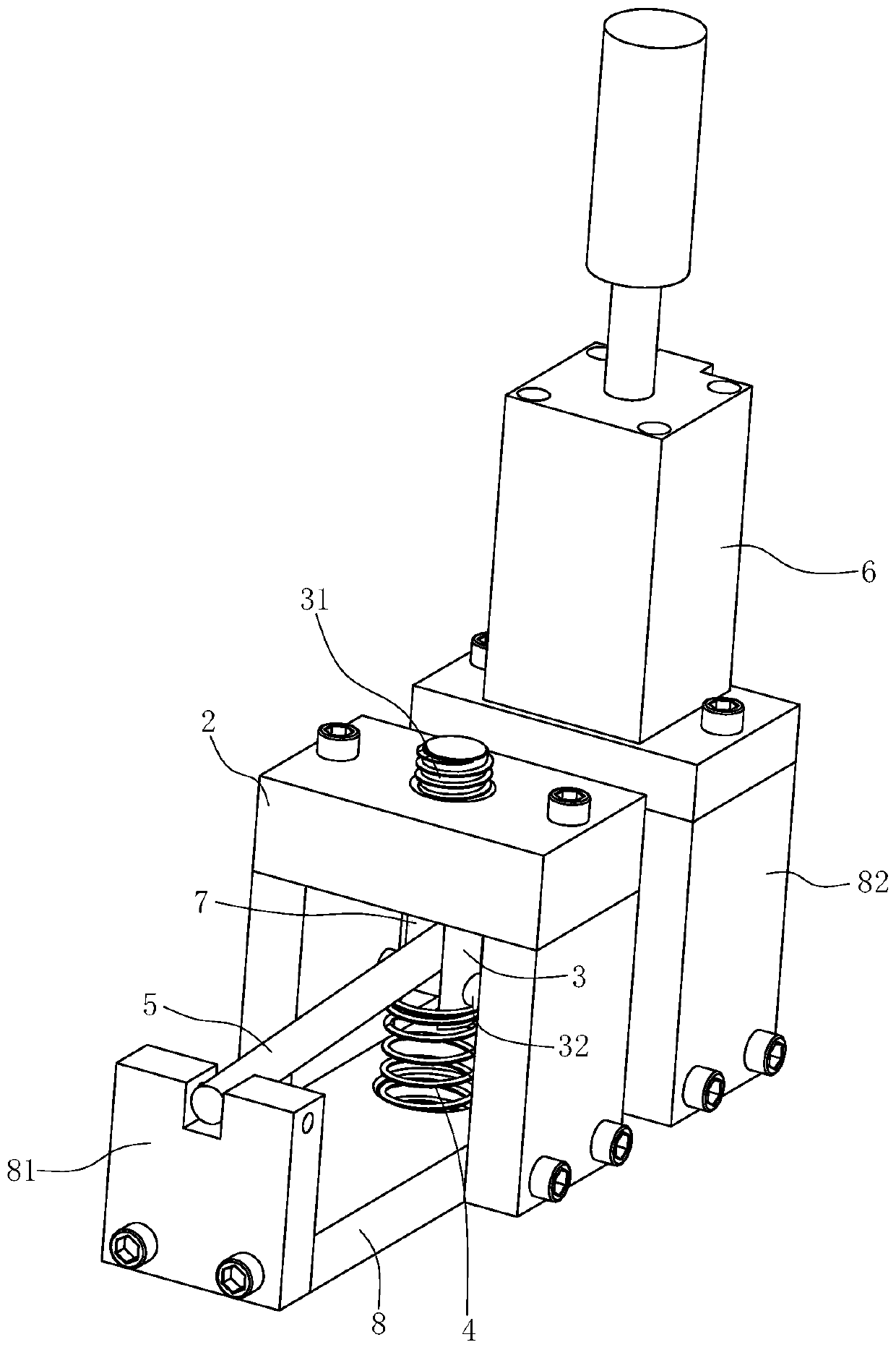 Automatic pull-out device for inner plastic part of cosmetics packaging material bottle lid