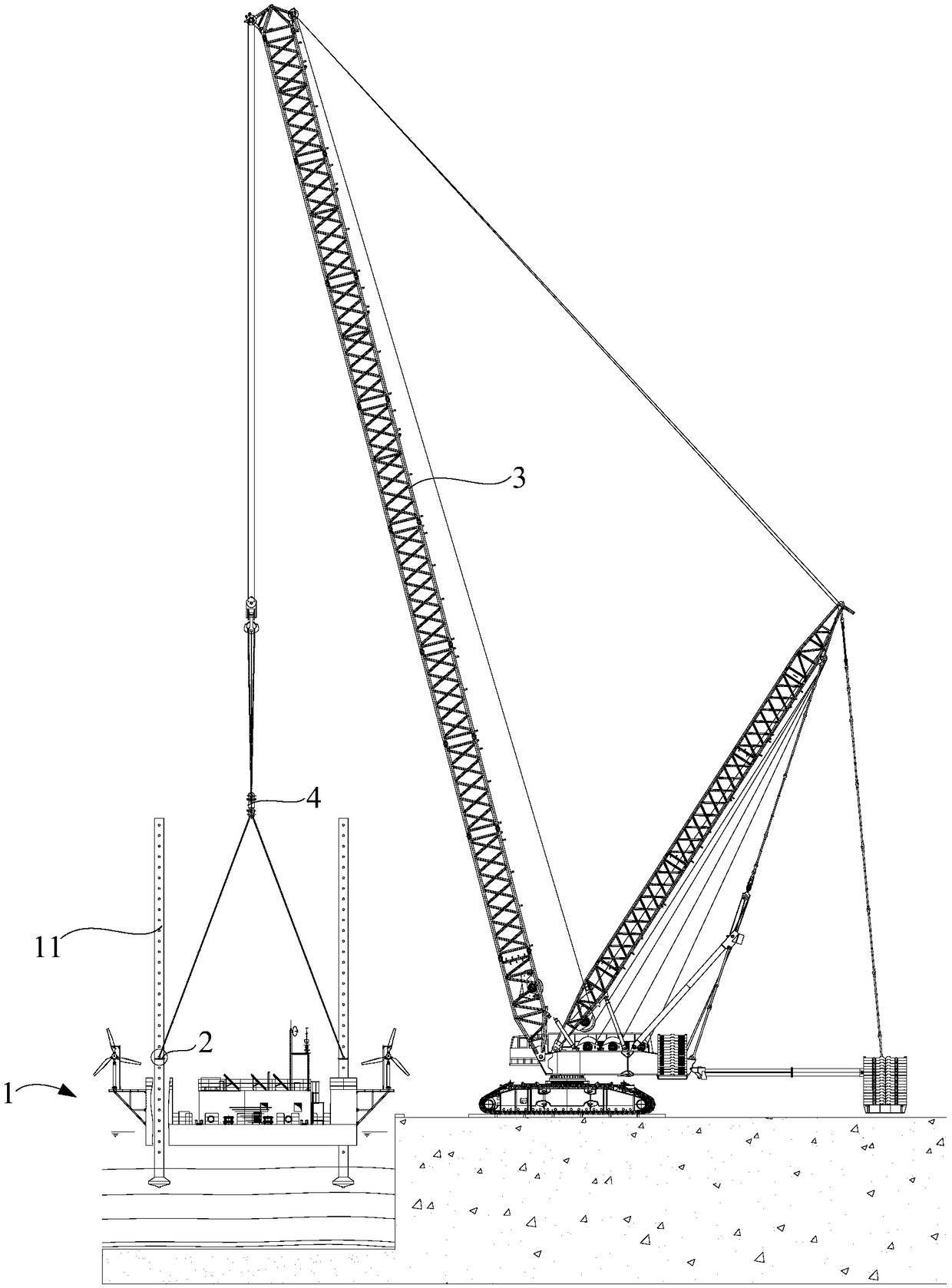 Self-rising-type ocean engineering equipment launching method and system