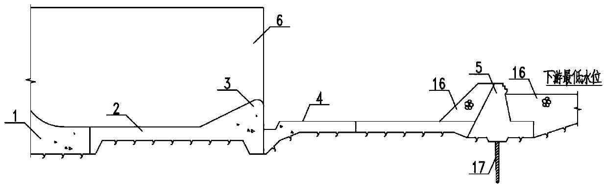 Maintenance system of large-water-depth bucket type stilling pool and implementation method