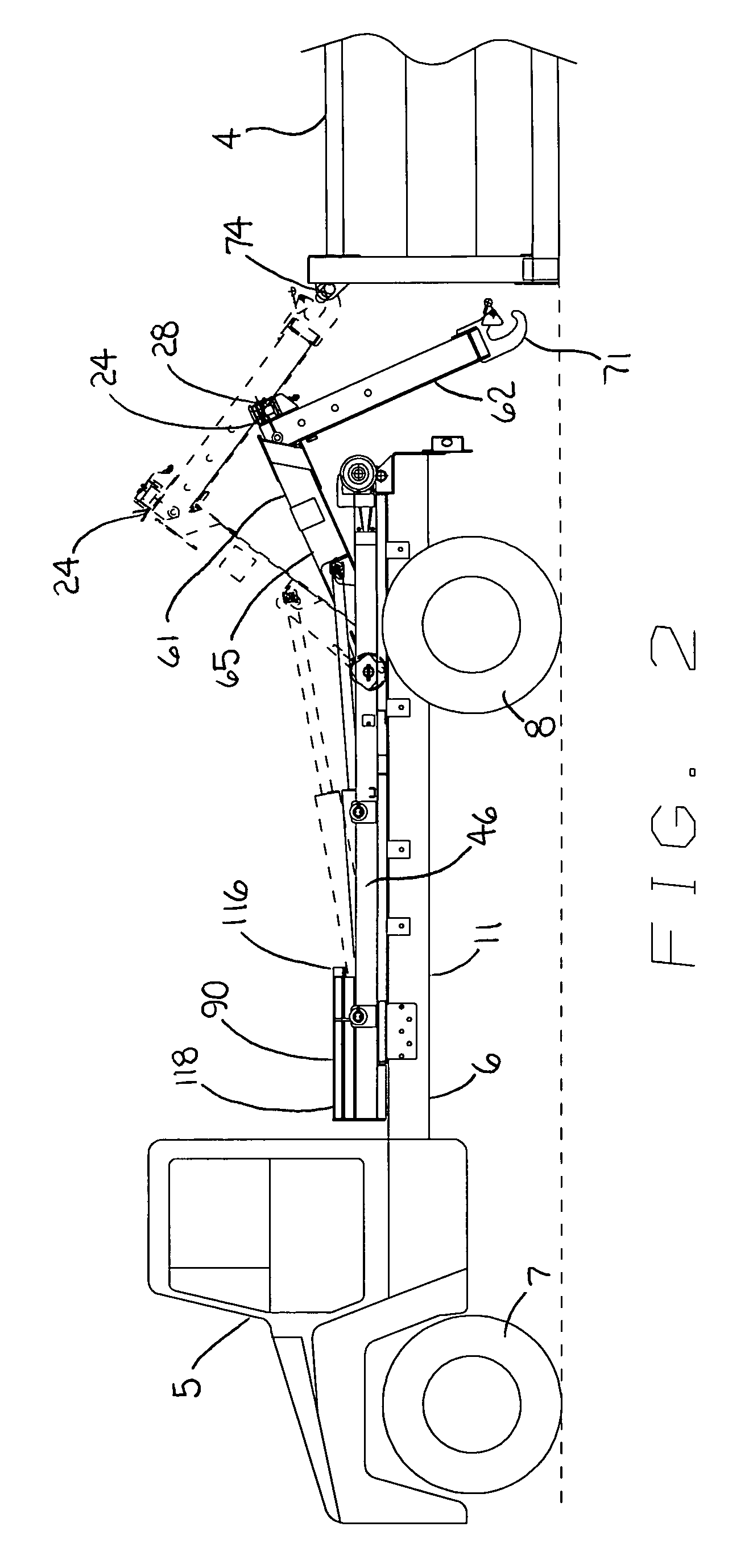 Mechanism for securing a tilt frame of a hook lift hoist to a truck frame