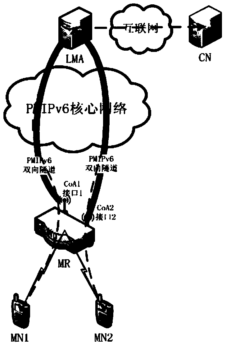 Network mobility multi-interface access implementation method and system based on N-PMIPv6