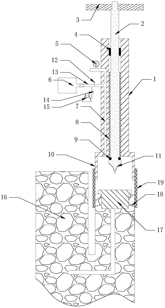 A device for collecting gas inside a screw-type sealed container